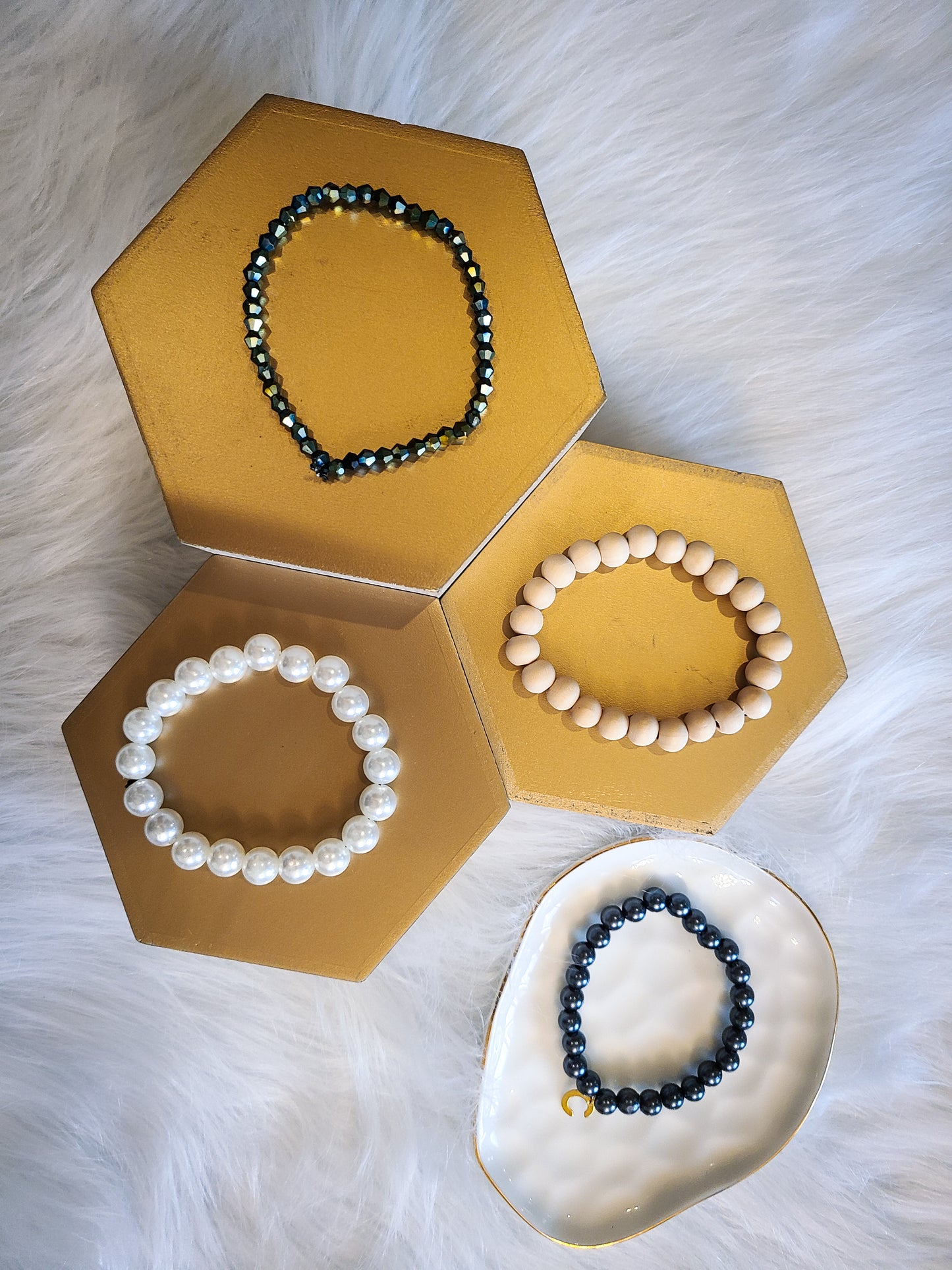 Custom Personalized Initial Mixed Media Bracelet Gift Set