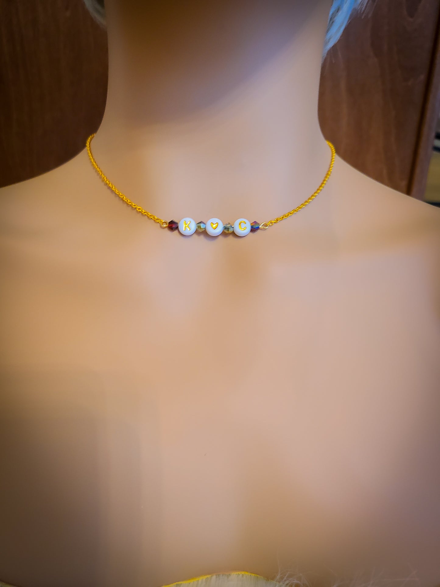 Best Friend or Couples Custom Personalized Beaded Bar Chain Initial Necklace