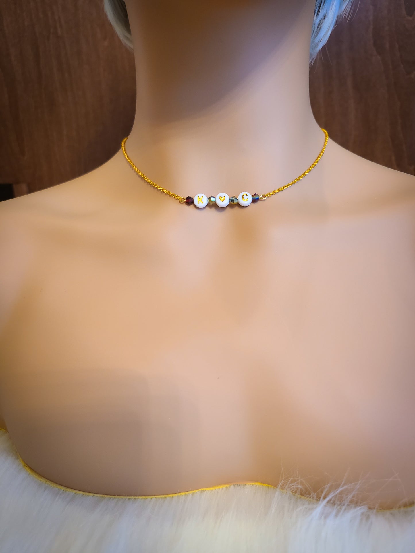 Best Friend or Couples Custom Personalized Beaded Bar Chain Initial Necklace