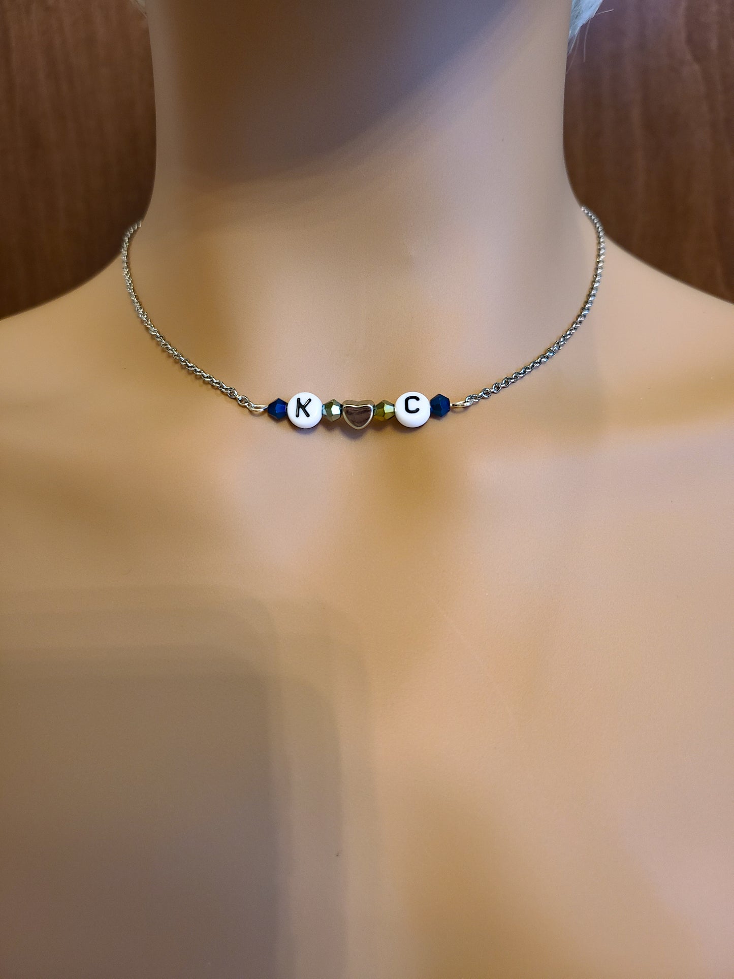 Best Friend or Couples Custom Personalized Beaded Bar Chain Initial Necklace