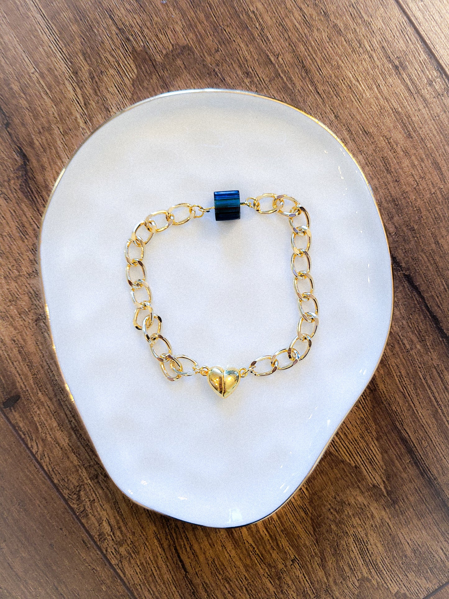 Neutral Tone Beaded Gold Chain Bracelet Set