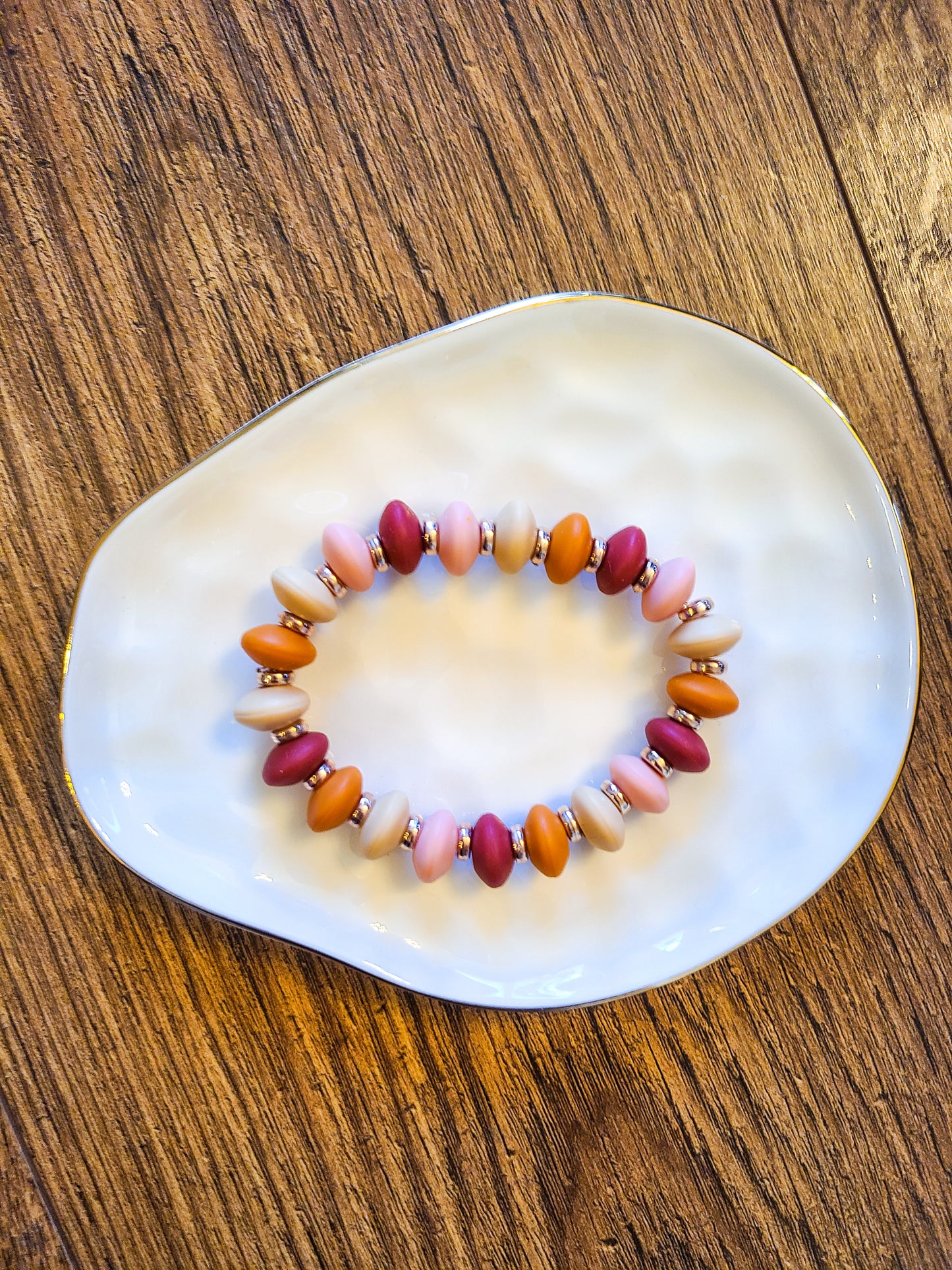 Pink and Copper Beaded Bracelet Set