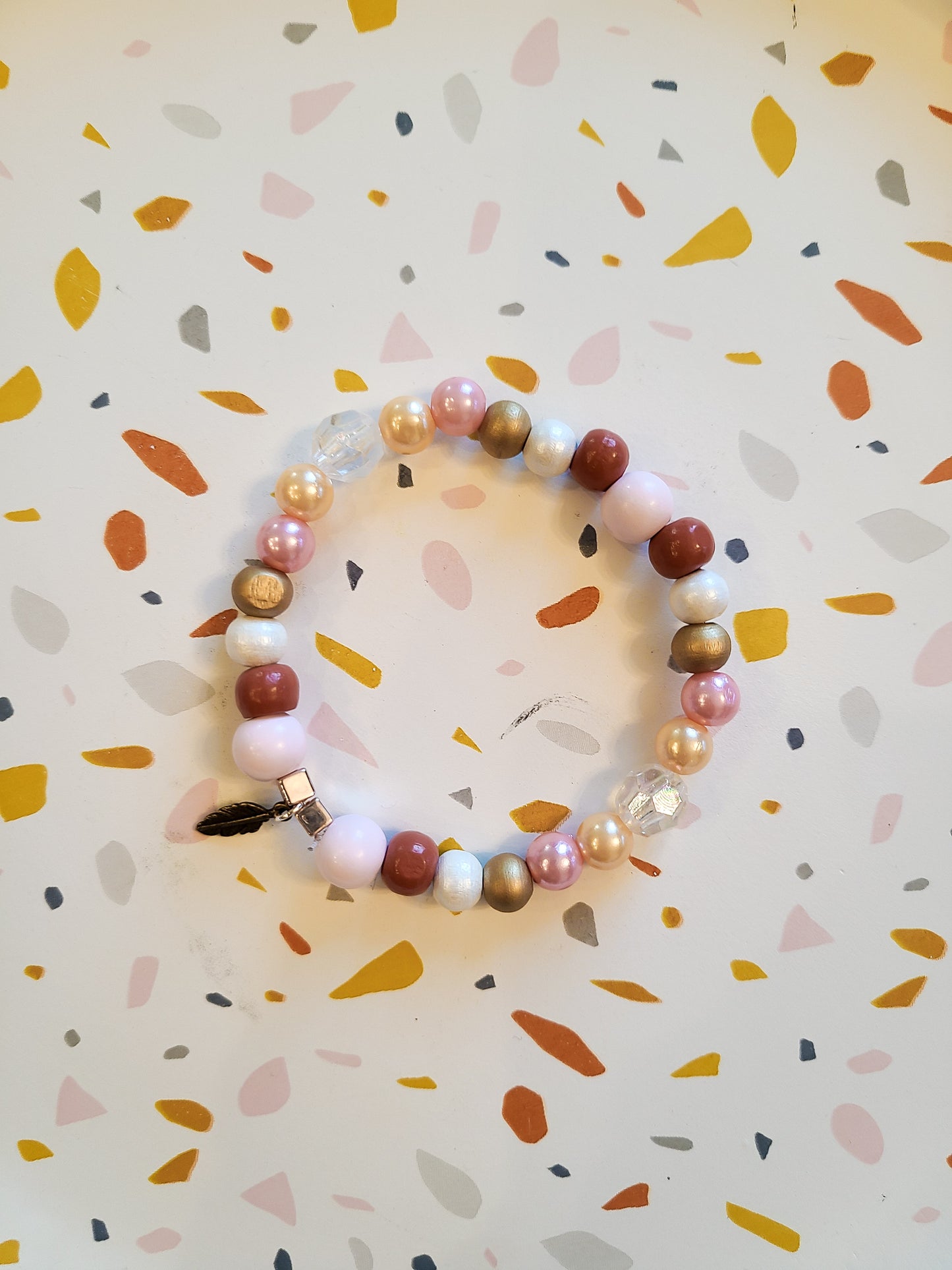 Pink and Copper Beaded Bracelet Set
