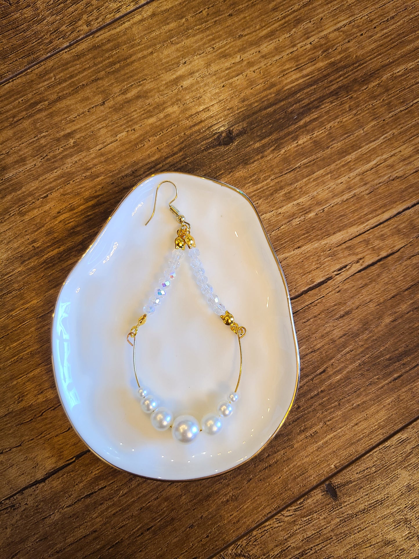 Pearl and Crystal Gold Chandelier Earrings