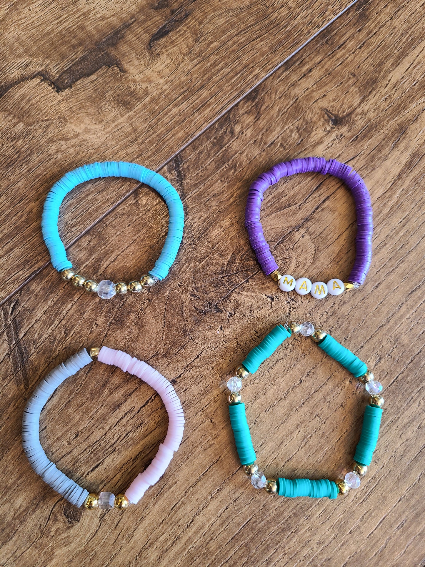 Mama Multicolor Heishi Bead Bracelet Set