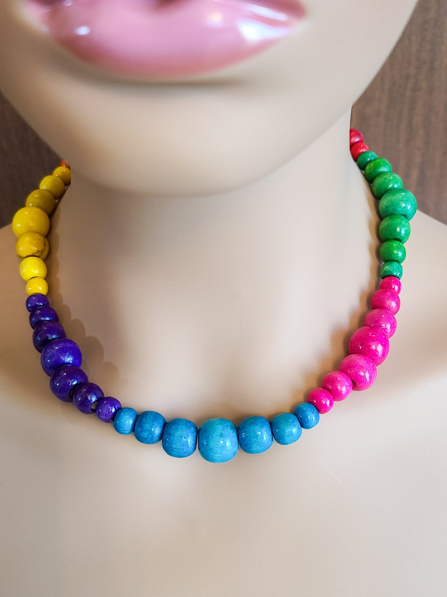Rainbow Harmony Wood Bead Bracelet and Necklace Set