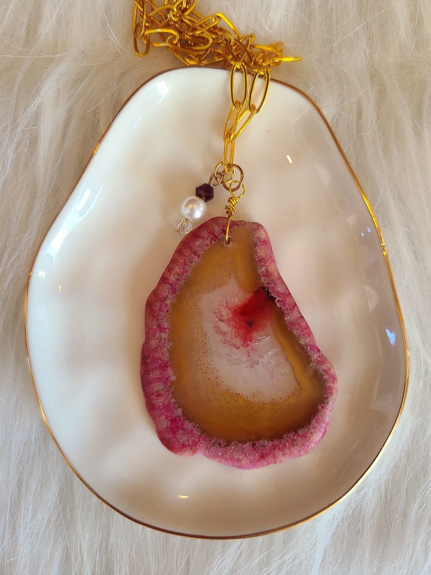 Magenta Agate Natural Stone Necklace