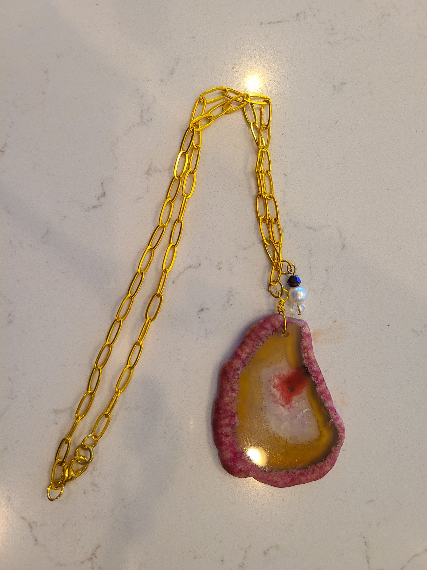 Magenta Agate Natural Stone Necklace