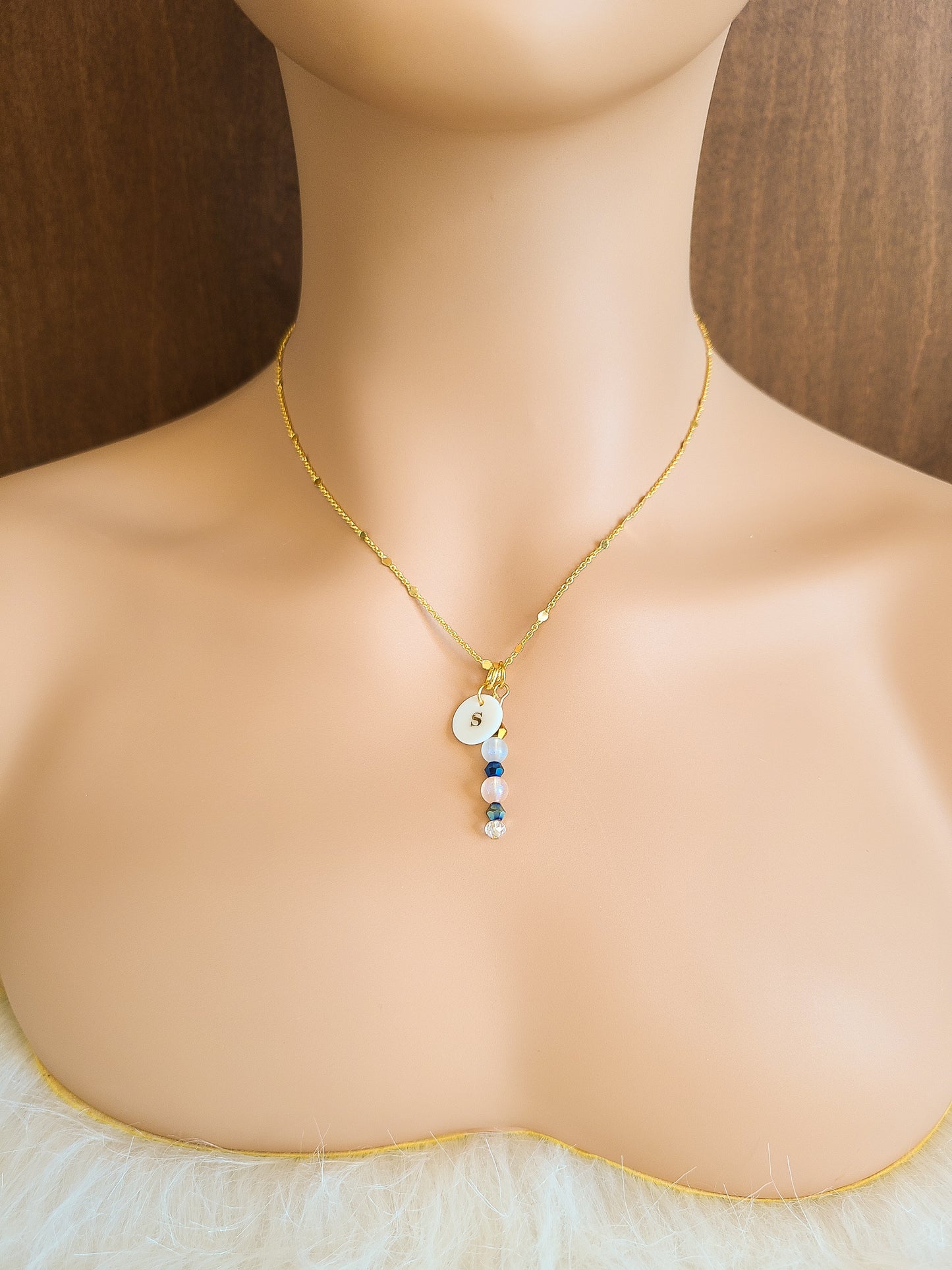Custom Personalized Confetti Chain Initial Pendant Necklace