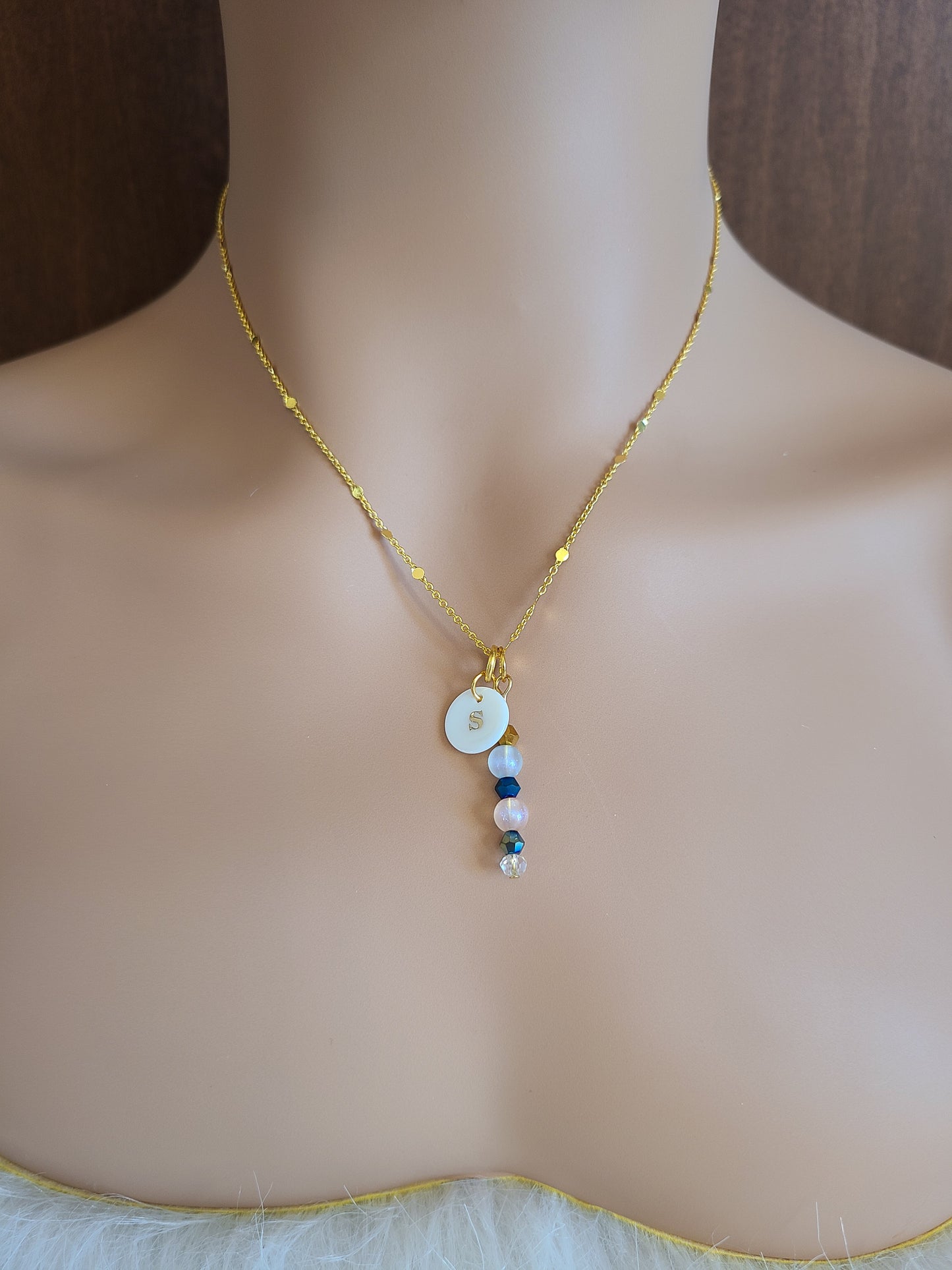 Custom Personalized Confetti Chain Initial Pendant Necklace