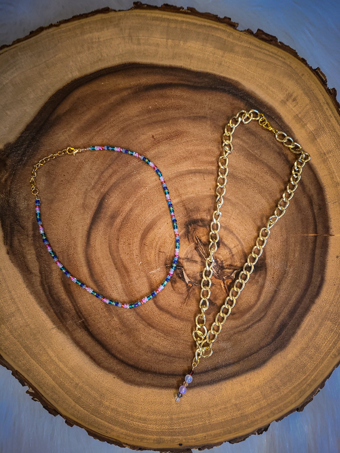 Multicolor Seed Bead Choker Necklace Set