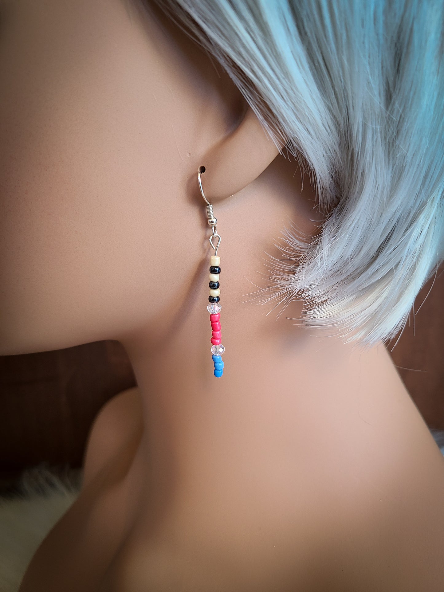 Dangly Multicolor Seed Bead Bar Earrings