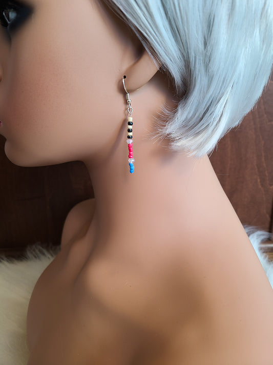 Dangly Multicolor Seed Bead Bar Earrings
