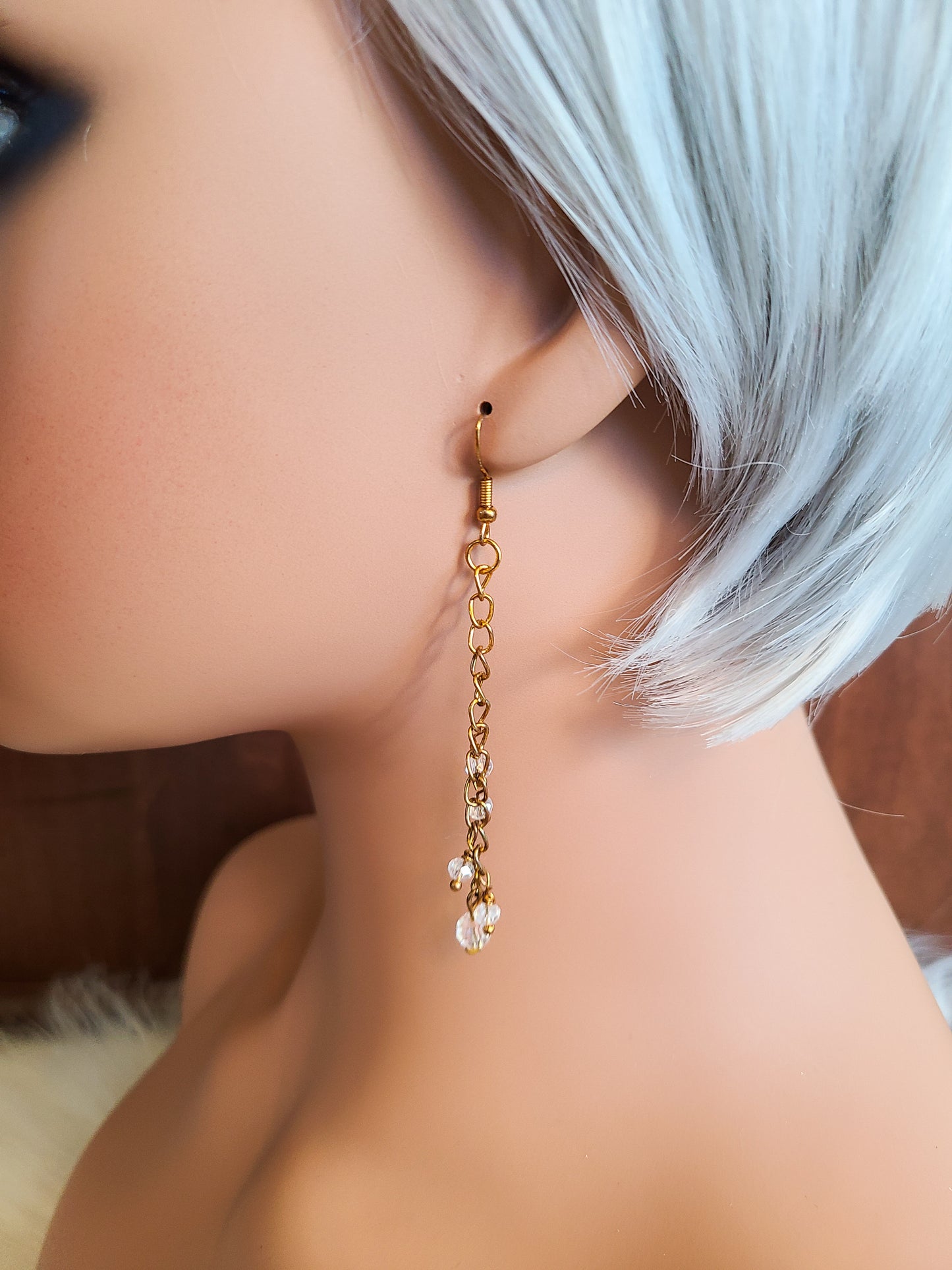 Crystal Drop Long Dangly Beaded Earrings
