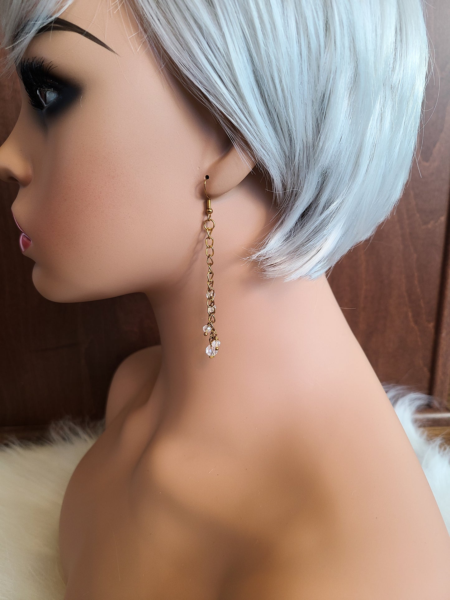 Crystal Drop Long Dangly Beaded Earrings