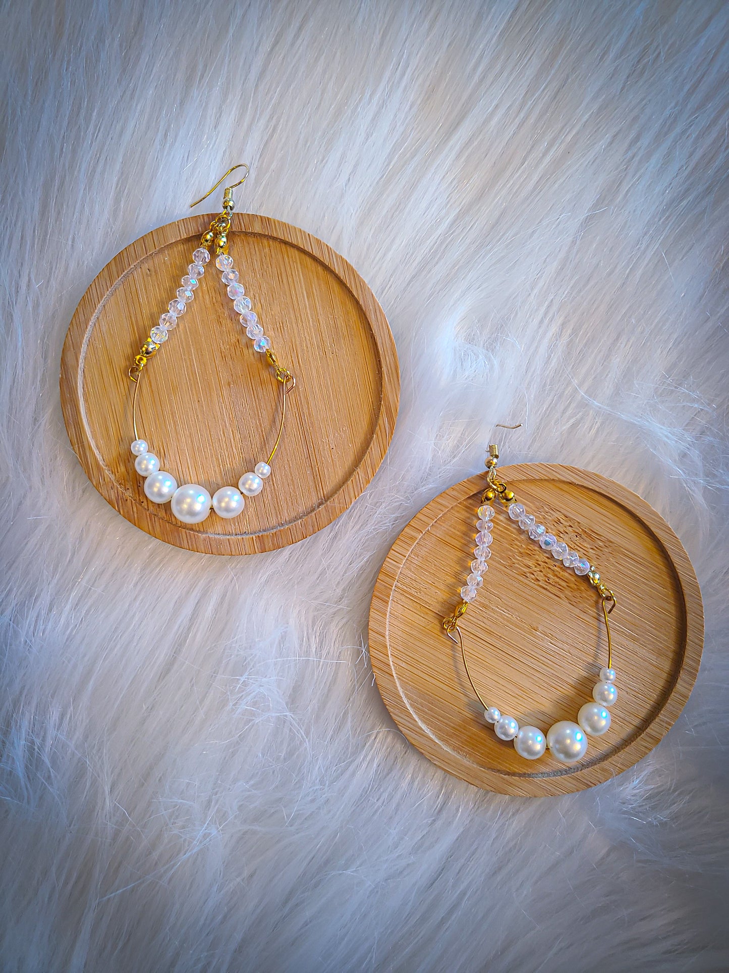 Pearl and Crystal Gold Chandelier Earrings
